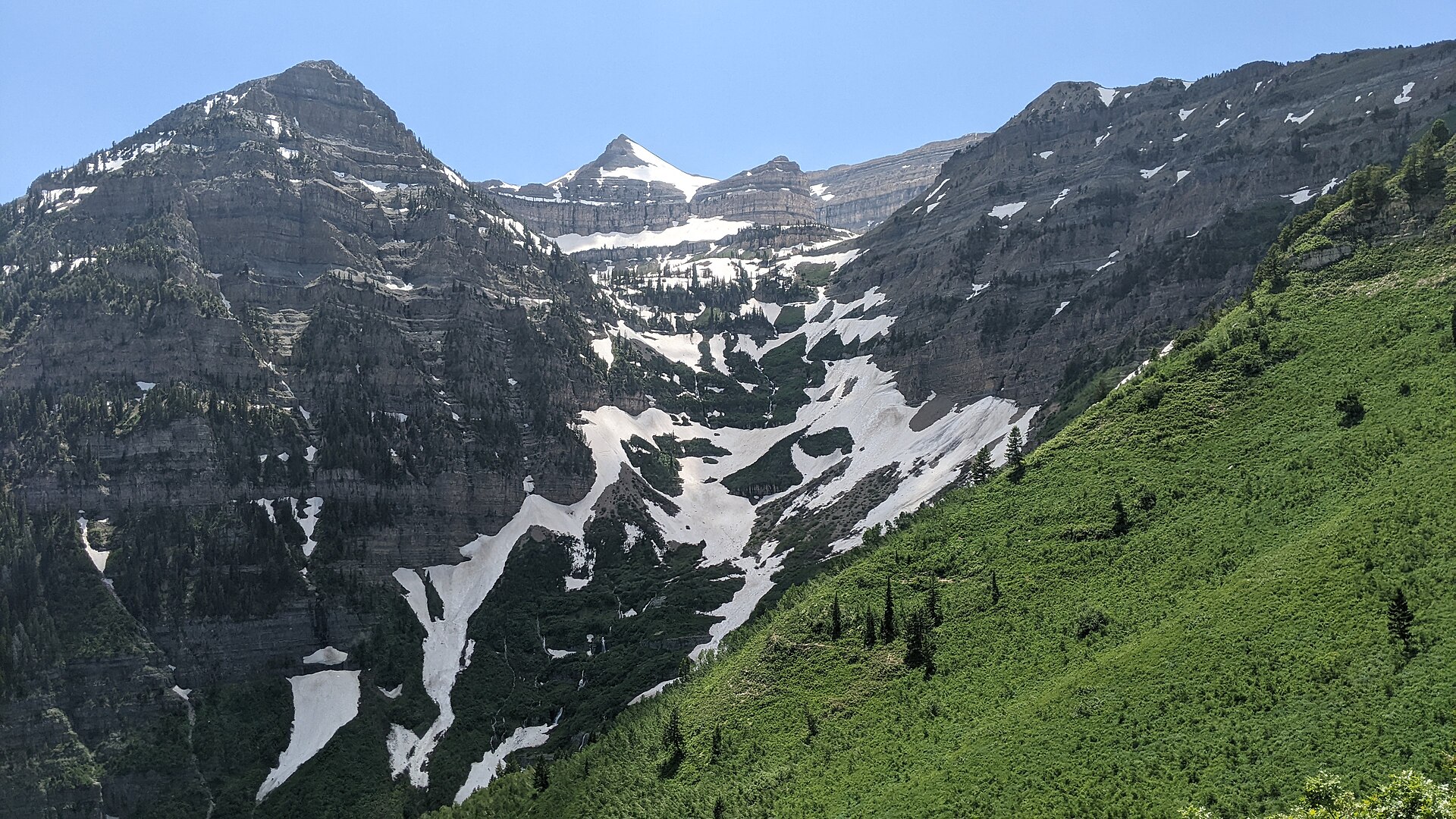 Mount Timpanogos peaks seen from the Wasatch Back in northern Utah